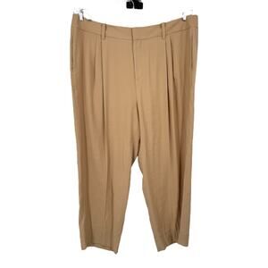 Vince Plus solid pleated wide leg pants tan size 24